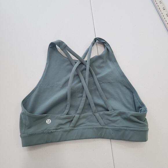 Lululemon Sports Bra Womens 10 Sage Green High Neck Cross Back Strappy Yoga - Picture 2 of 7